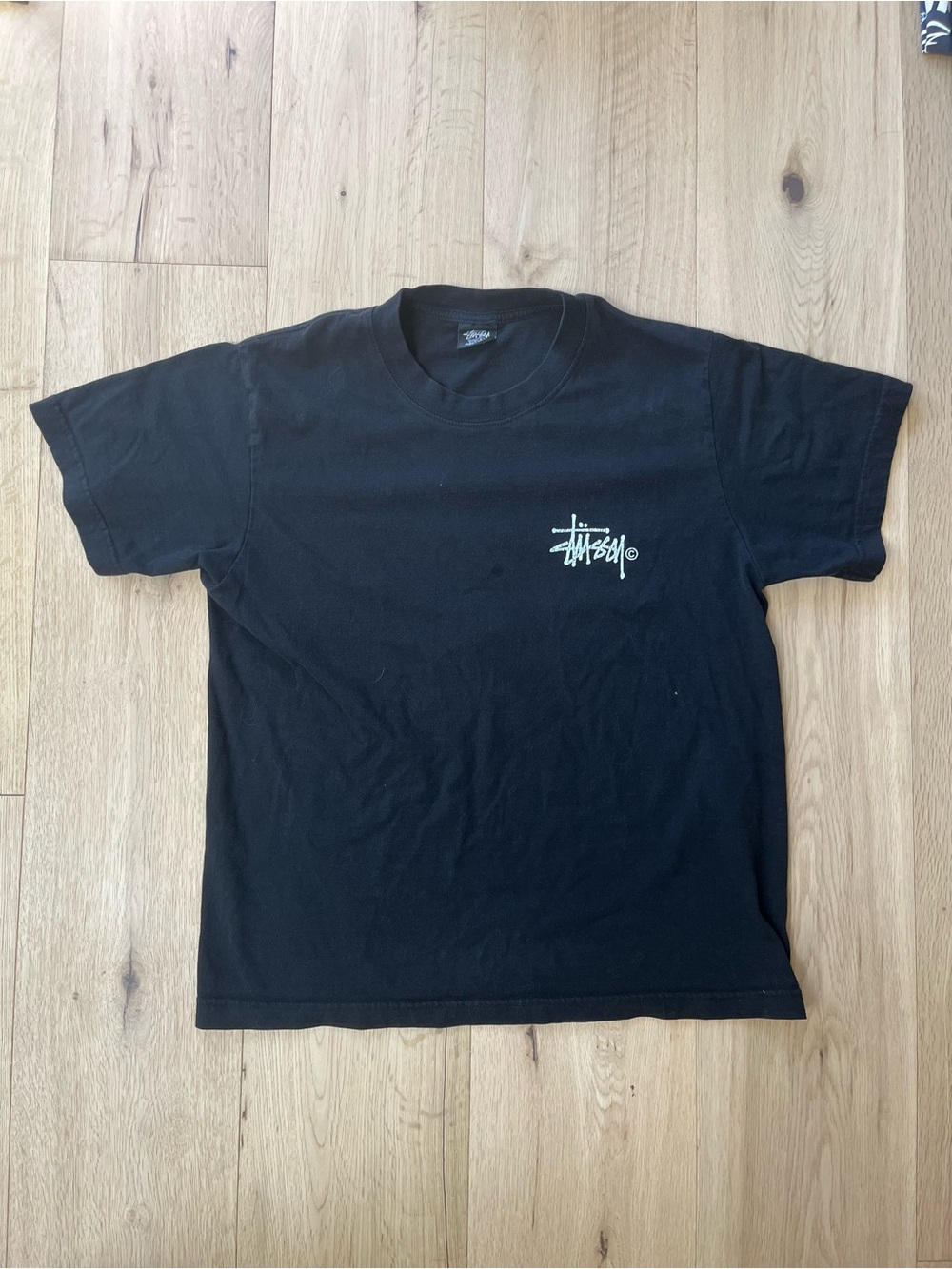 Stussy Black Short Sleeve Tee with White Logo